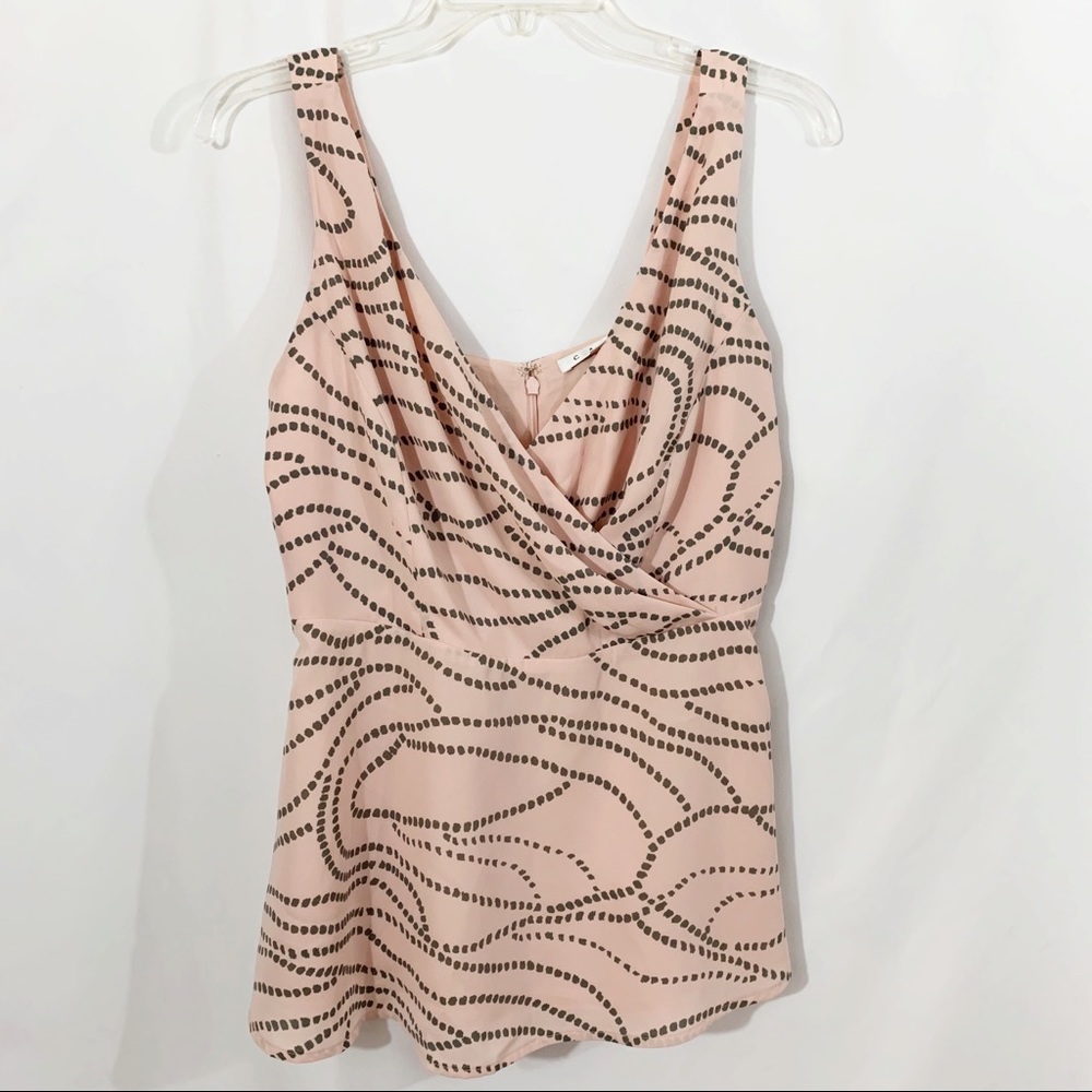 CAbi Pink Gray Sophia Sleeveless Blouse; Sz small.